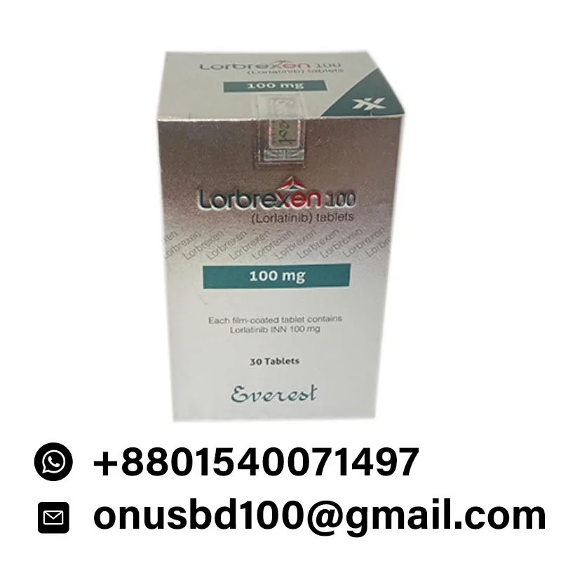 Lorbrexen 100 mg tablets (Lorlatinib) in labeled packaging, used for ALK-positive non-small cell lung cancer treatment
