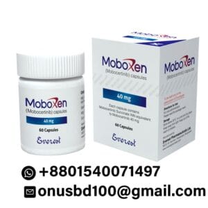 Moboxen 40 mg Mobocertinib capsules bottle and packaging by Everest Pharmaceuticals with contact number and email for purchase
